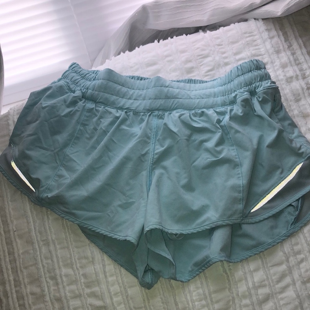 light blue lulu shorts. size 8 but fit like a 6.